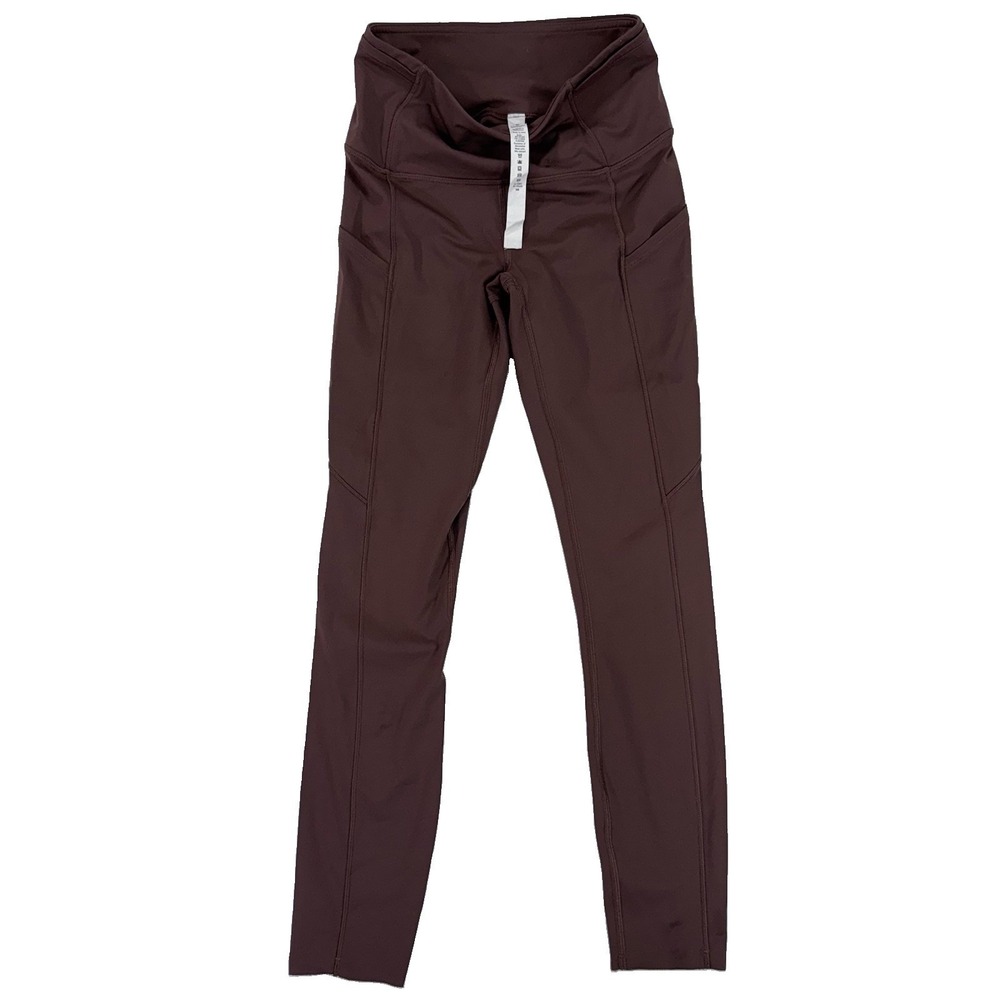 Lululemon Fast and Free Tight II 25" Pockets Brown Earth Leggings Size 4 EUC